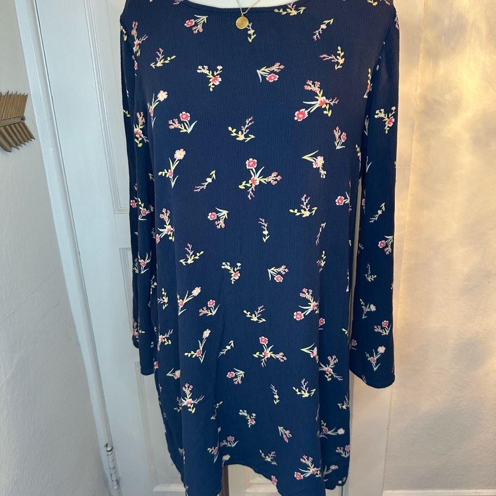 Roxy Navy Floral Long Sleeve Dress - Picture 3 of 5